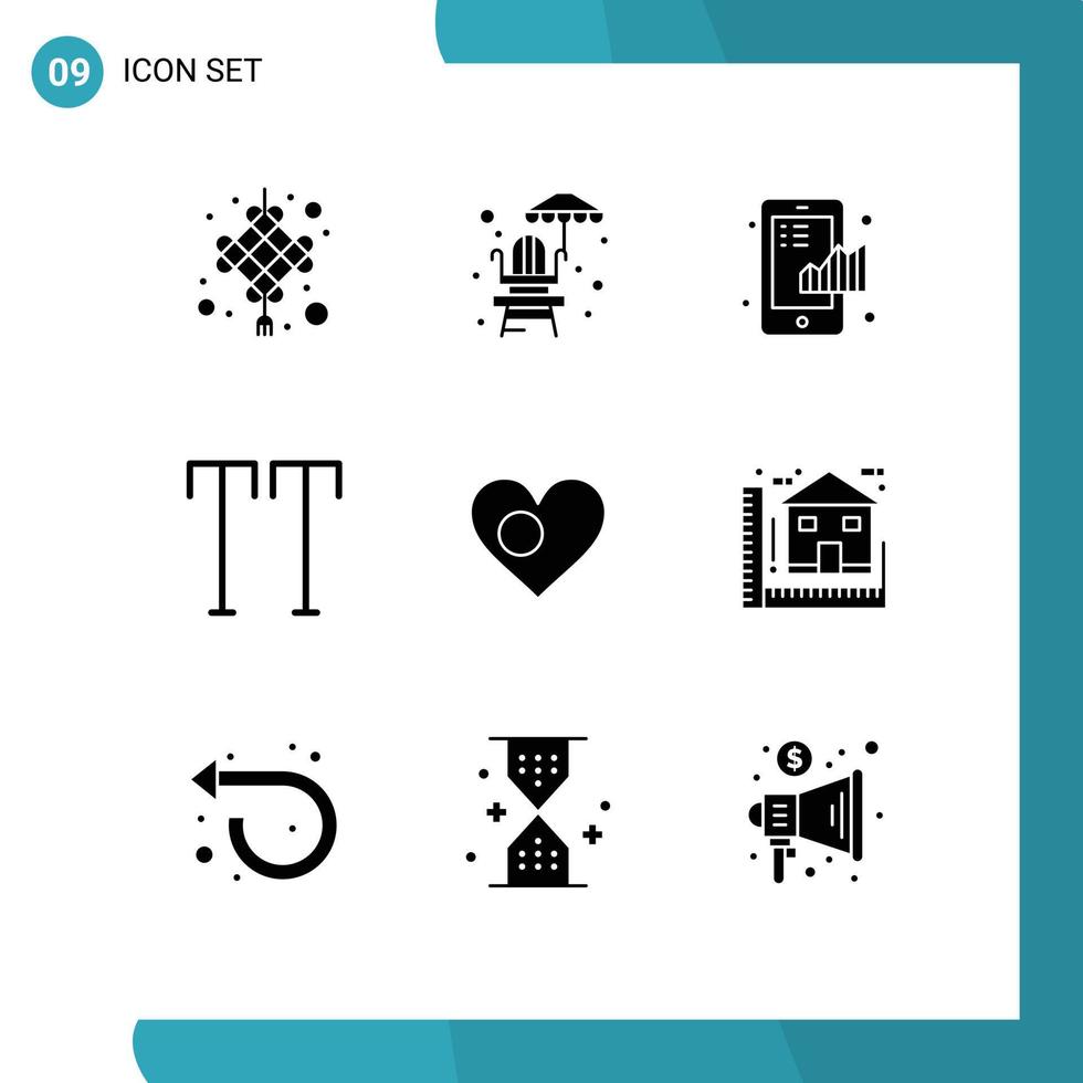 9 Universal Solid Glyphs Set for Web and Mobile Applications bangladesh heart chart text all Editable Vector Design Elements