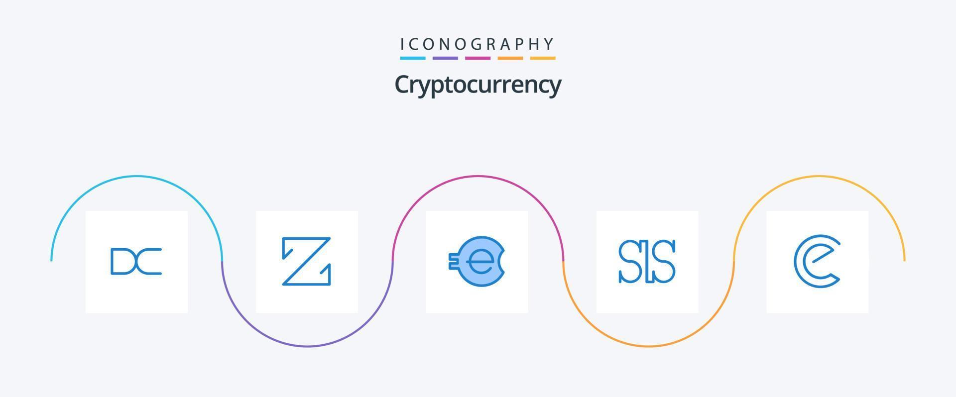 Cryptocurrency Blue 5 Icon Pack Including crypto. energy coin. e coin. crypto currency. salus coin vector
