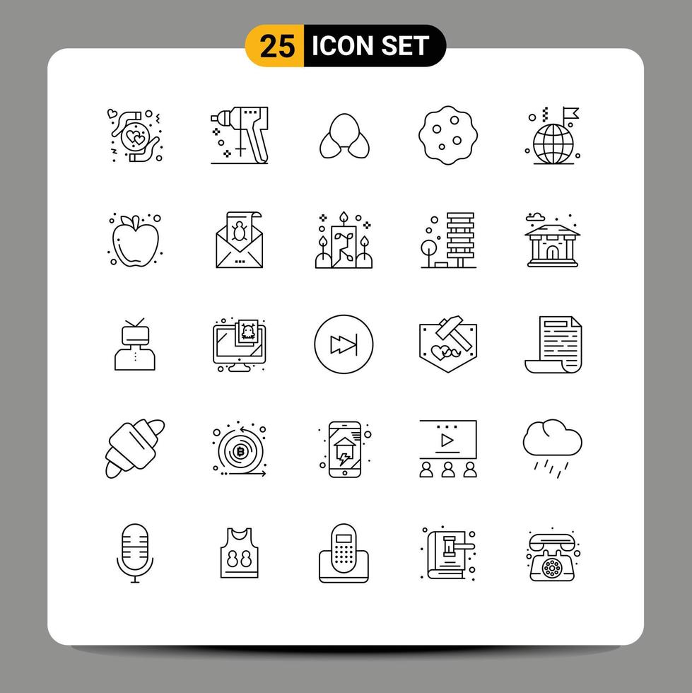 Modern Set of 25 Lines and symbols such as world medicine bra biology clothing Editable Vector Design Elements