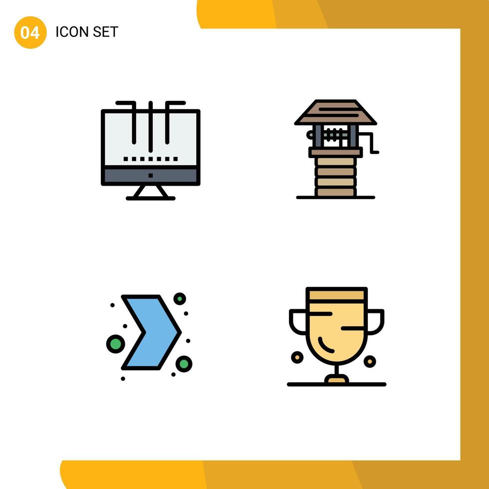 4 Filledline Flat Color concept for Websites Mobile and Apps connections arrow optimization farm multimedia Editable Vector Design Elements