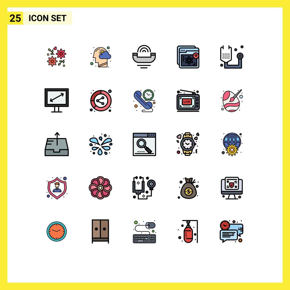 Group of 25 Filled line Flat Colors Signs and Symbols for learning e thinking website support Editable Vector Design Elements