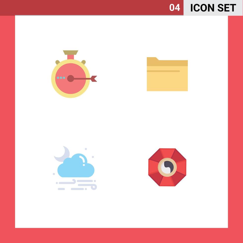 Modern Set of 4 Flat Icons and symbols such as launch wind release file rain Editable Vector Design Elements