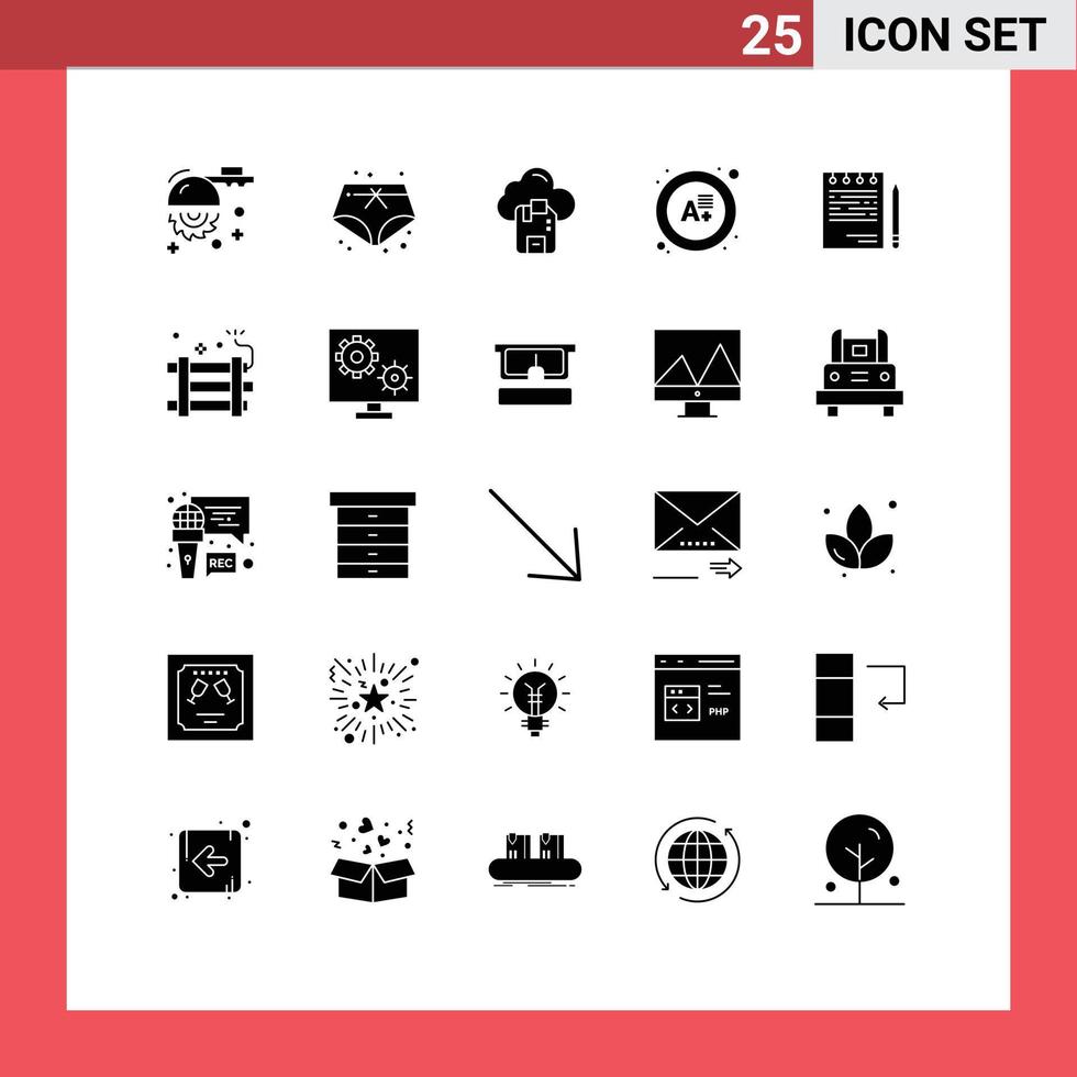 Pack of 25 creative Solid Glyphs of list competitive microchip business grade Editable Vector Design Elements