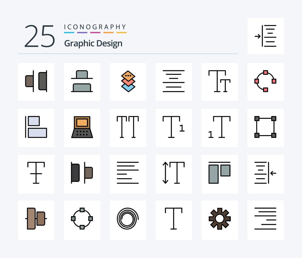 Design 25 Line Filled icon pack including points. open. square. text. big vector