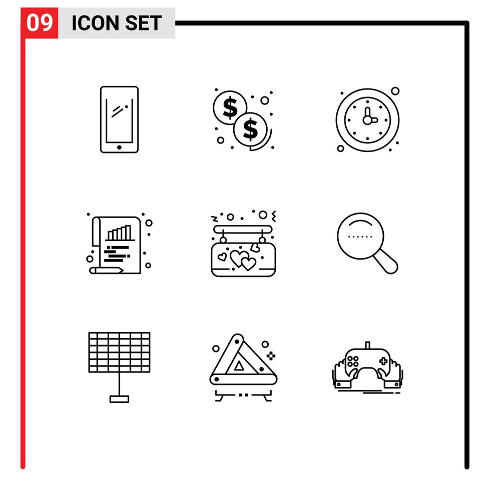 9 concepto de esquema para sitios web móviles y aplicaciones afecto documento reloj gráfico ver elementos de diseño vectorial editables vector