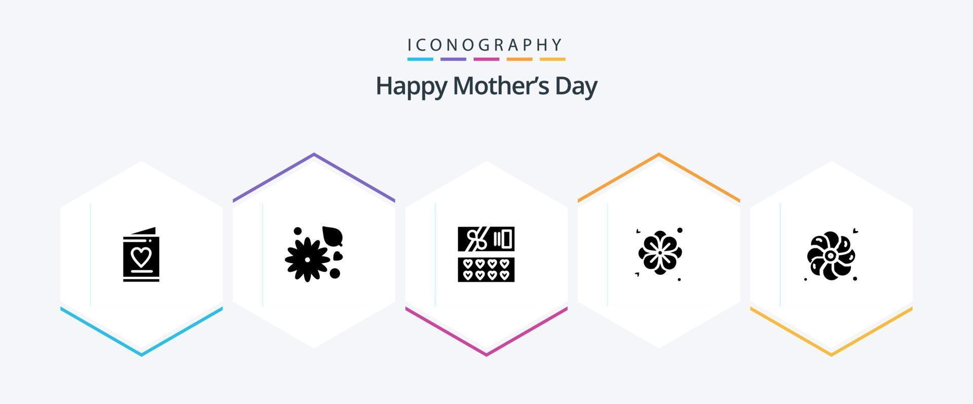 Happy Mothers Day 25 Glyph icon pack including summer. flower . buttercup flower . cosmetic vector