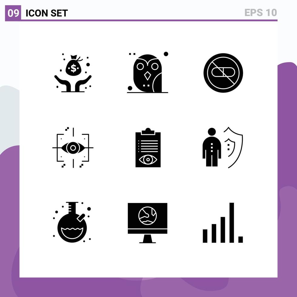 Pictogram Set of 9 Simple Solid Glyphs of gen engineering study advanced hospital Editable Vector Design Elements