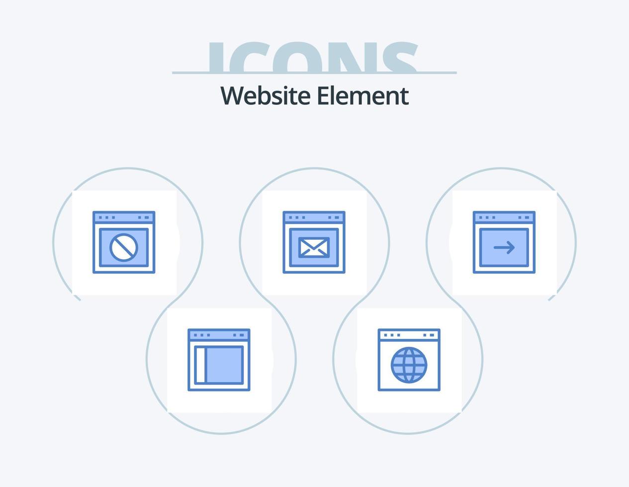 Website Element Blue Icon Pack 5 Icon Design. website. message. website. browser. web vector