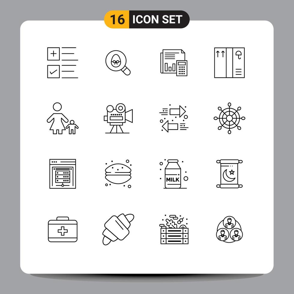 16 Thematic Vector Outlines and Editable Symbols of package report audit financial business Editable Vector Design Elements