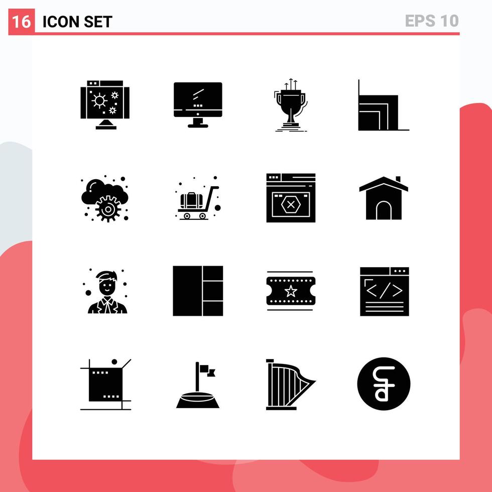 Universal Icon Symbols Group of 16 Modern Solid Glyphs of finance chart pc business edge Editable Vector Design Elements