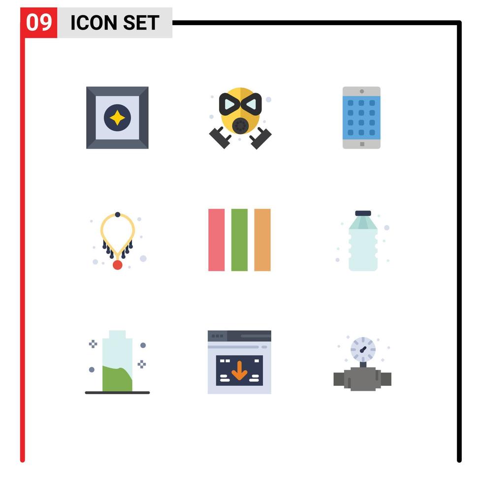 Universal Icon Symbols Group of 9 Modern Flat Colors of web design column mobile necklace fashion Editable Vector Design Elements