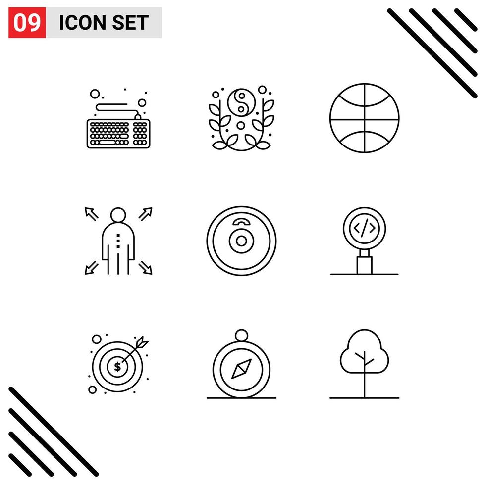 Pack of 9 creative Outlines of plates opportunity celebrate man holiday Editable Vector Design Elements