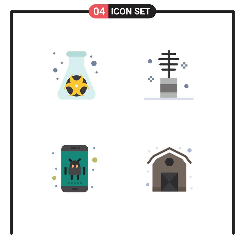 Mobile Interface Flat Icon Set of 4 Pictograms of flask android waste fashion app Editable Vector Design Elements