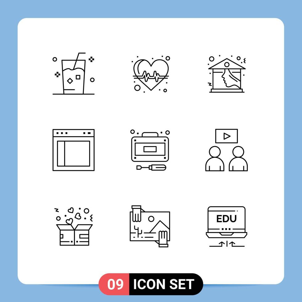 9 Universal Outline Signs Symbols of website layout health care interface roof Editable Vector Design Elements