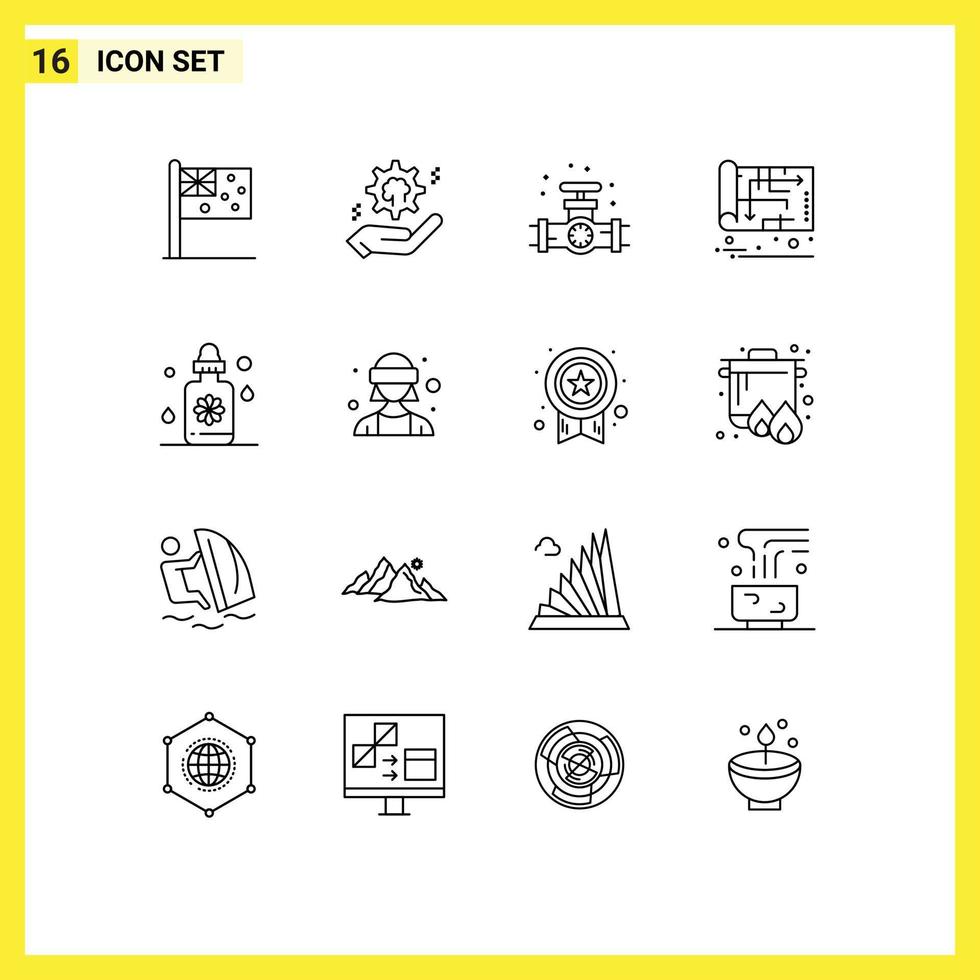 Outline Pack of 16 Universal Symbols of plan house solution home plumbing Editable Vector Design Elements