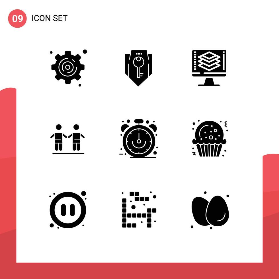 Stock Vector Icon Pack of 9 Line Signs and Symbols for ecommerce group programming friendship best Editable Vector Design Elements