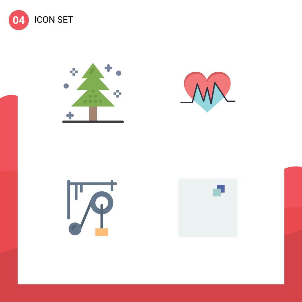Set of 4 Modern UI Icons Symbols Signs for celebration device holiday heart science Editable Vector Design Elements
