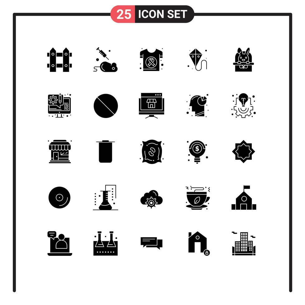 Group of 25 Solid Glyphs Signs and Symbols for bascket spring world kite shirt Editable Vector Design Elements