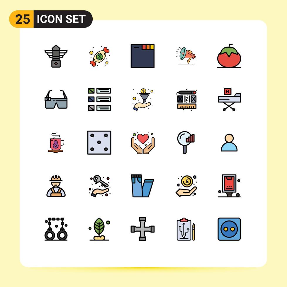 Pictogram Set of 25 Simple Filled line Flat Colors of healthy food browser voice loud Editable Vector Design Elements