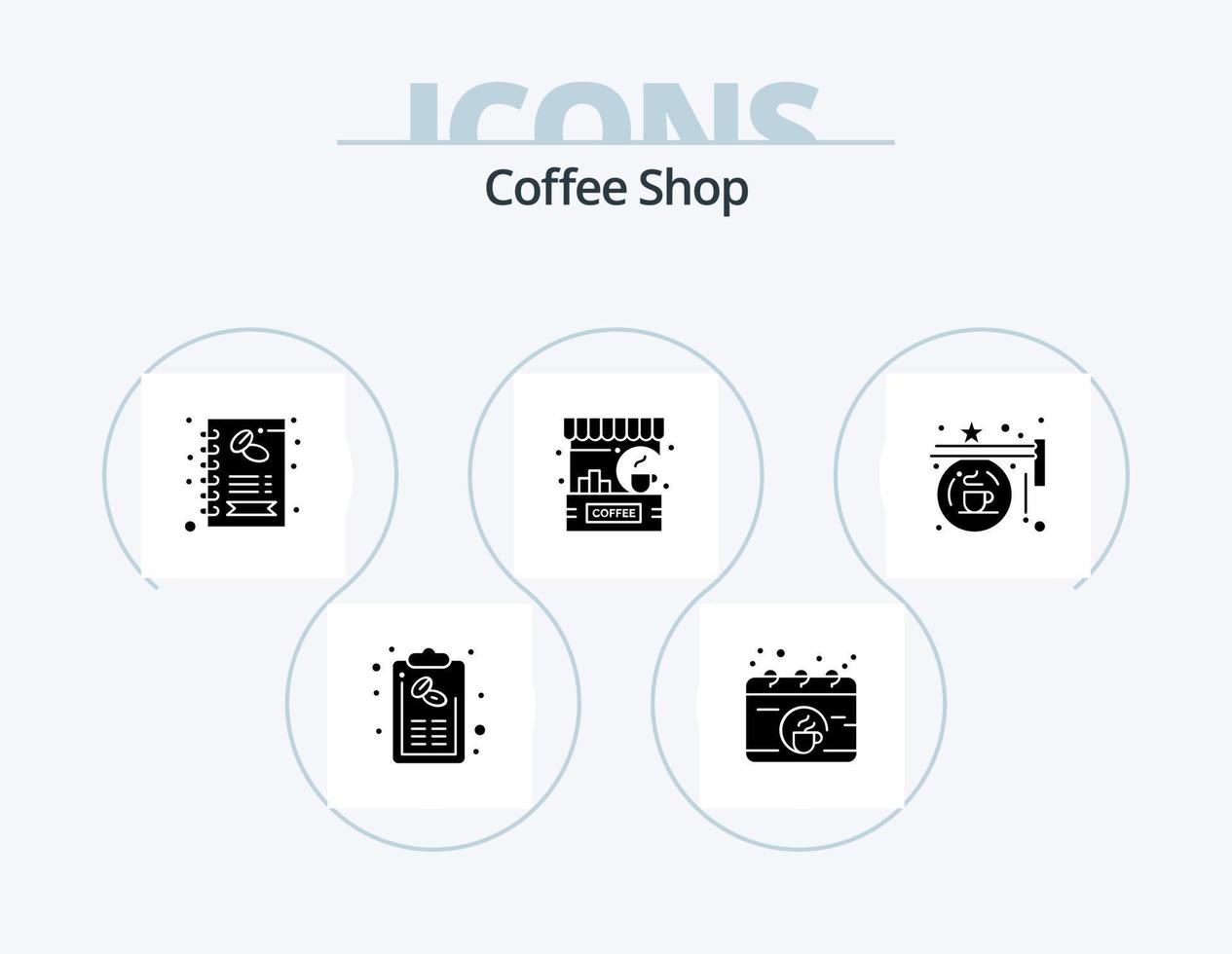 paquete de iconos de glifo de cafetería 5 diseño de iconos. tienda. café. taza. cafetería. tienda vector