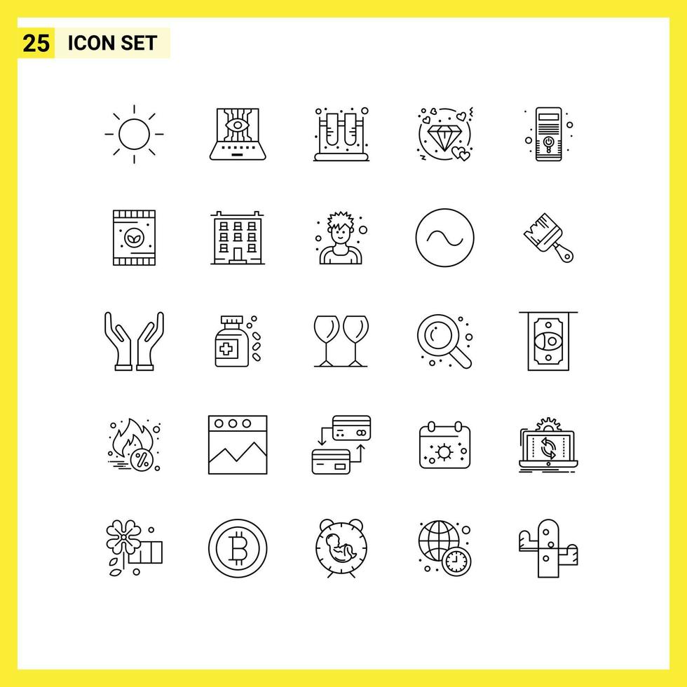 Set of 25 Modern UI Icons Symbols Signs for hardware wedding jar love diamond Editable Vector Design Elements