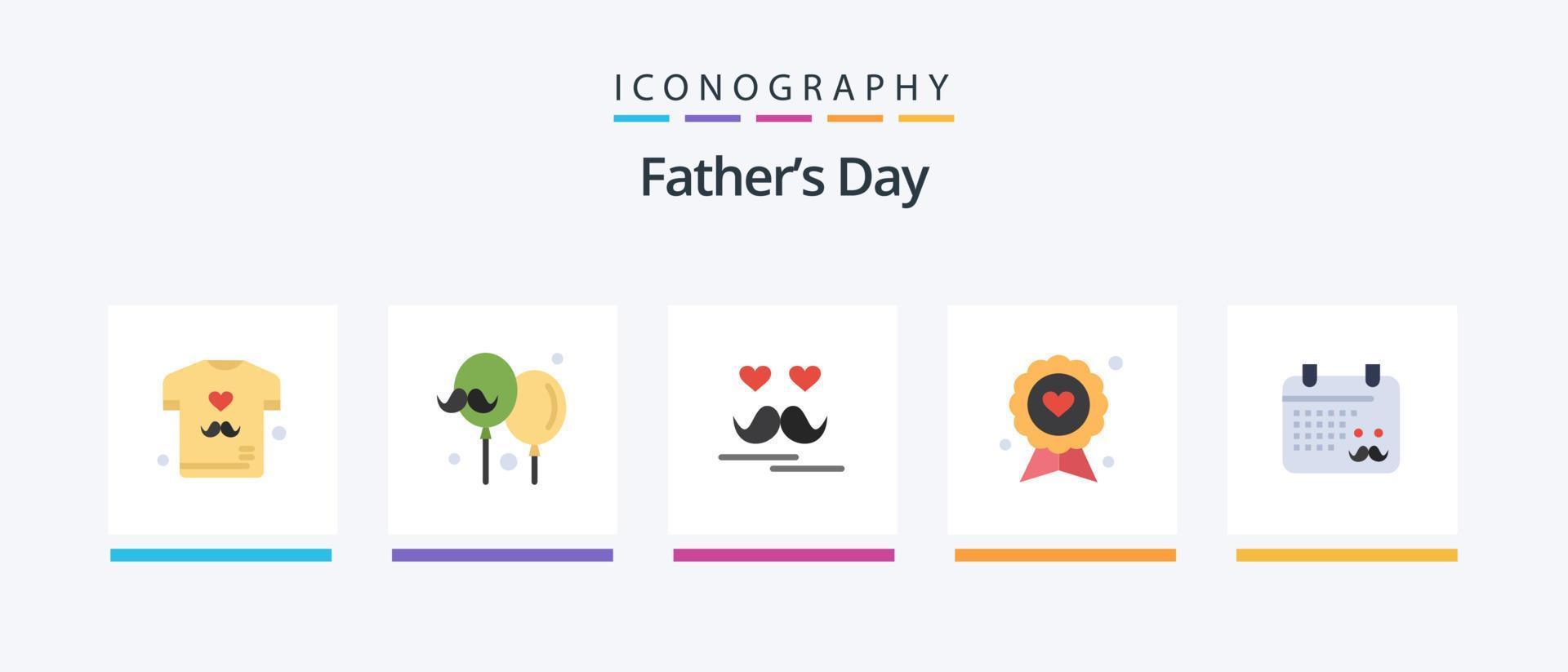 paquete de iconos flat 5 del día del padre que incluye calendario. dia del padre. celebrar. padre. Insignia. diseño de iconos creativos vector