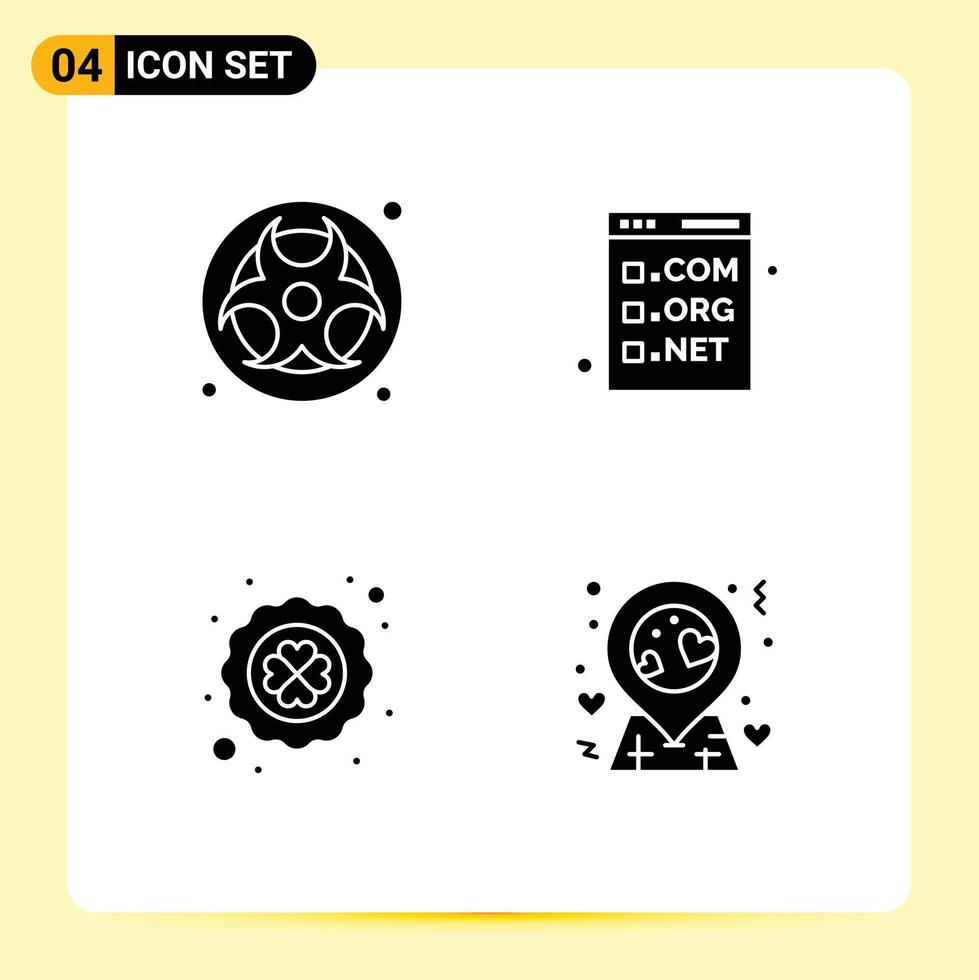User Interface Pack of 4 Basic Solid Glyphs of gas clover waste com leaf Editable Vector Design Elements