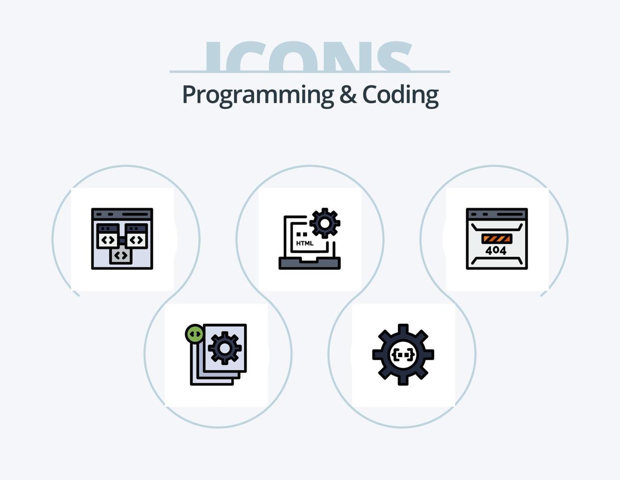 Programming And Coding Line Filled Icon Pack 5 Icon Design. bug. app. develop. programming. development vector