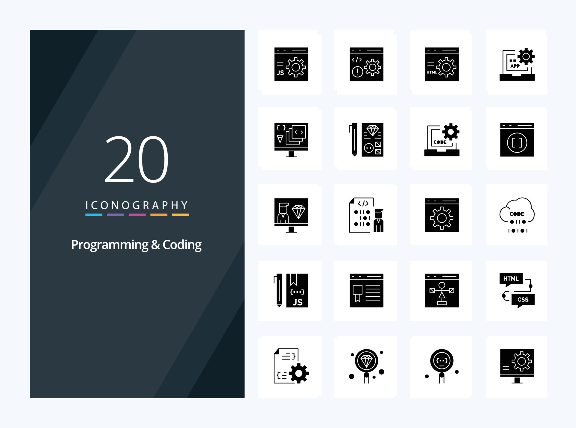 20 Programming And Coding Solid Glyph icon for presentation 18695078 ...