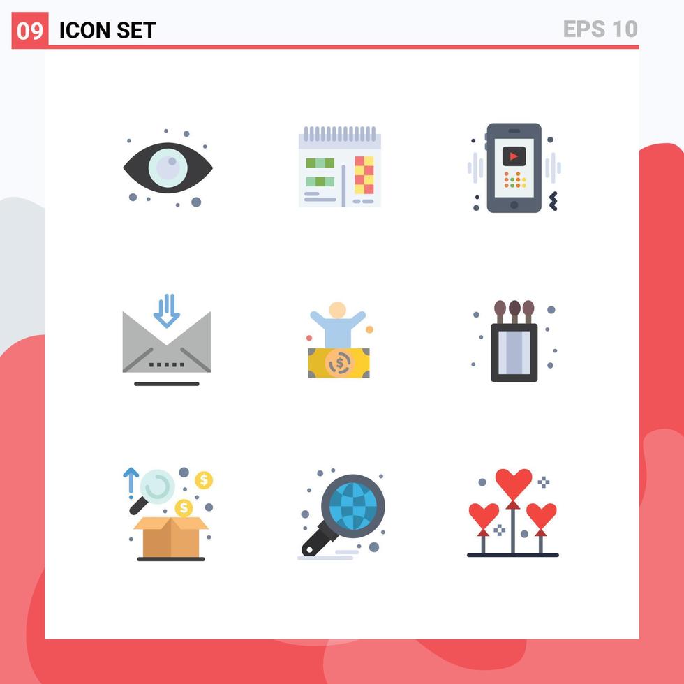 Stock Vector Icon Pack of 9 Line Signs and Symbols for man retrieve smart letter download Editable Vector Design Elements