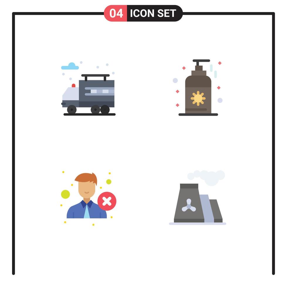 4 Flat Icon concept for Websites Mobile and Apps city recruitment beach delete factory Editable Vector Design Elements