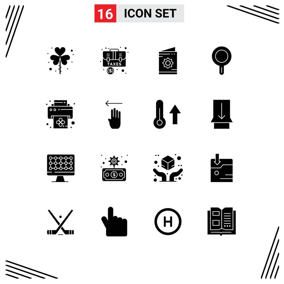 Universal Icon Symbols Group of 16 Modern Solid Glyphs of stew pan kitchen briefcase roza ramadan Editable Vector Design Elements