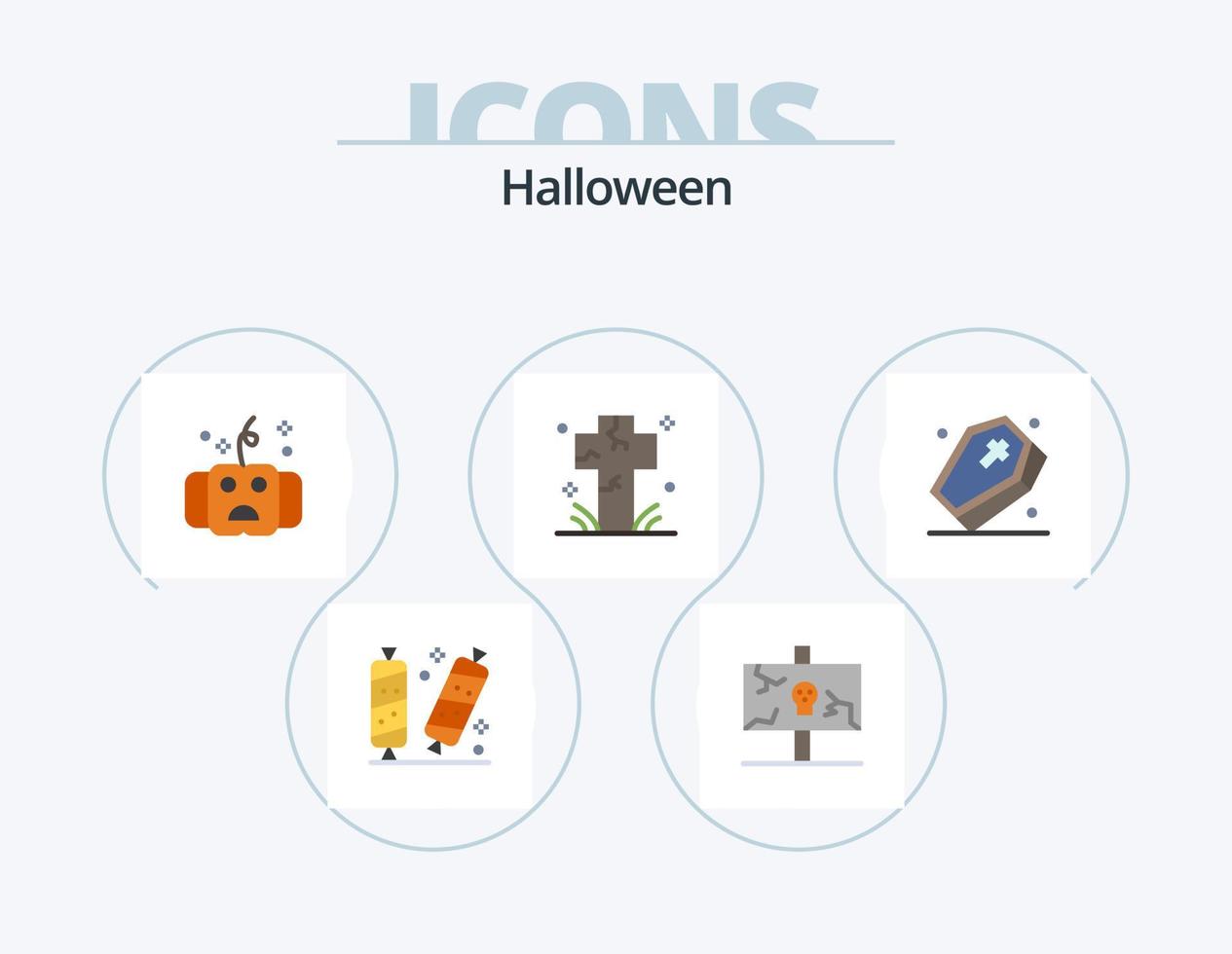 Halloween Flat Icon Pack 5 Icon Design. death. cemetery. old. horror. halloween vector