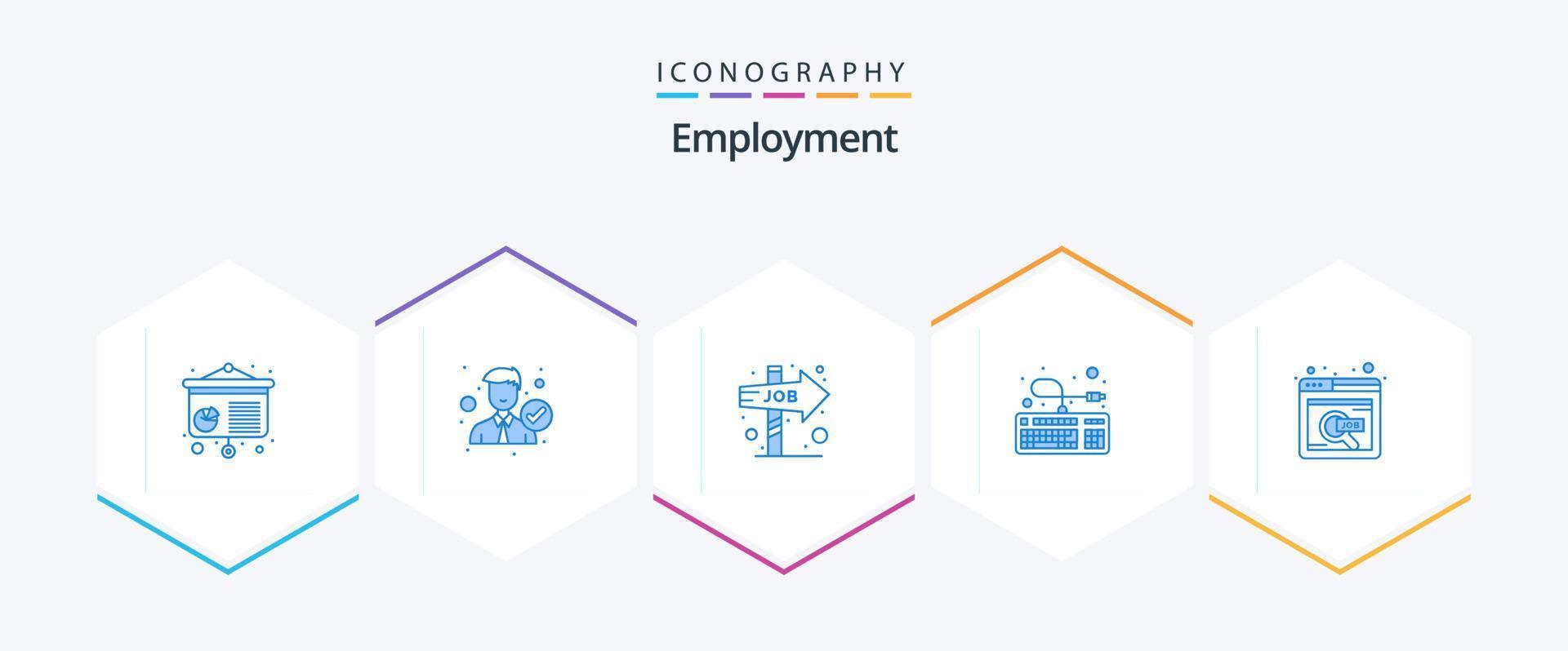 Employment 25 Blue icon pack including online. connection. career. hardware. computer vector