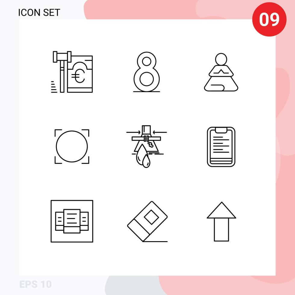 Pack of 9 creative Outlines of factory leak training chemical crypto Editable Vector Design Elements