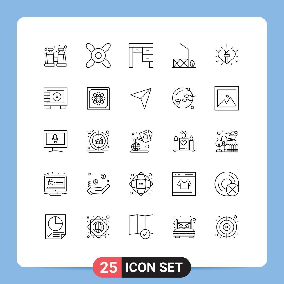 Stock Vector Icon Pack of 25 Line Signs and Symbols for christian heart interior love rescue Editable Vector Design Elements