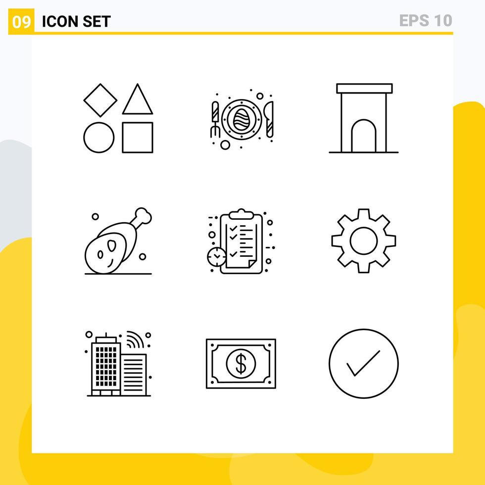 Stock Vector Icon Pack of 9 Line Signs and Symbols for thanksgiving ham architecture gammon residence Editable Vector Design Elements