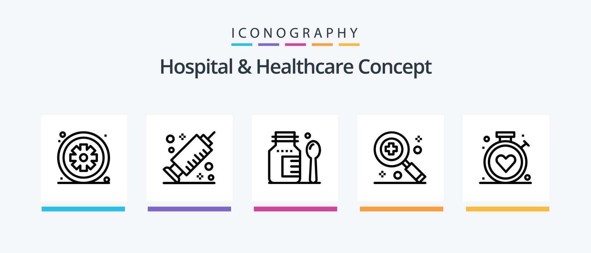 Hospital and Healthcare Concept Line 5 Icon Pack Including . health. medical. Creative Icons Design vector