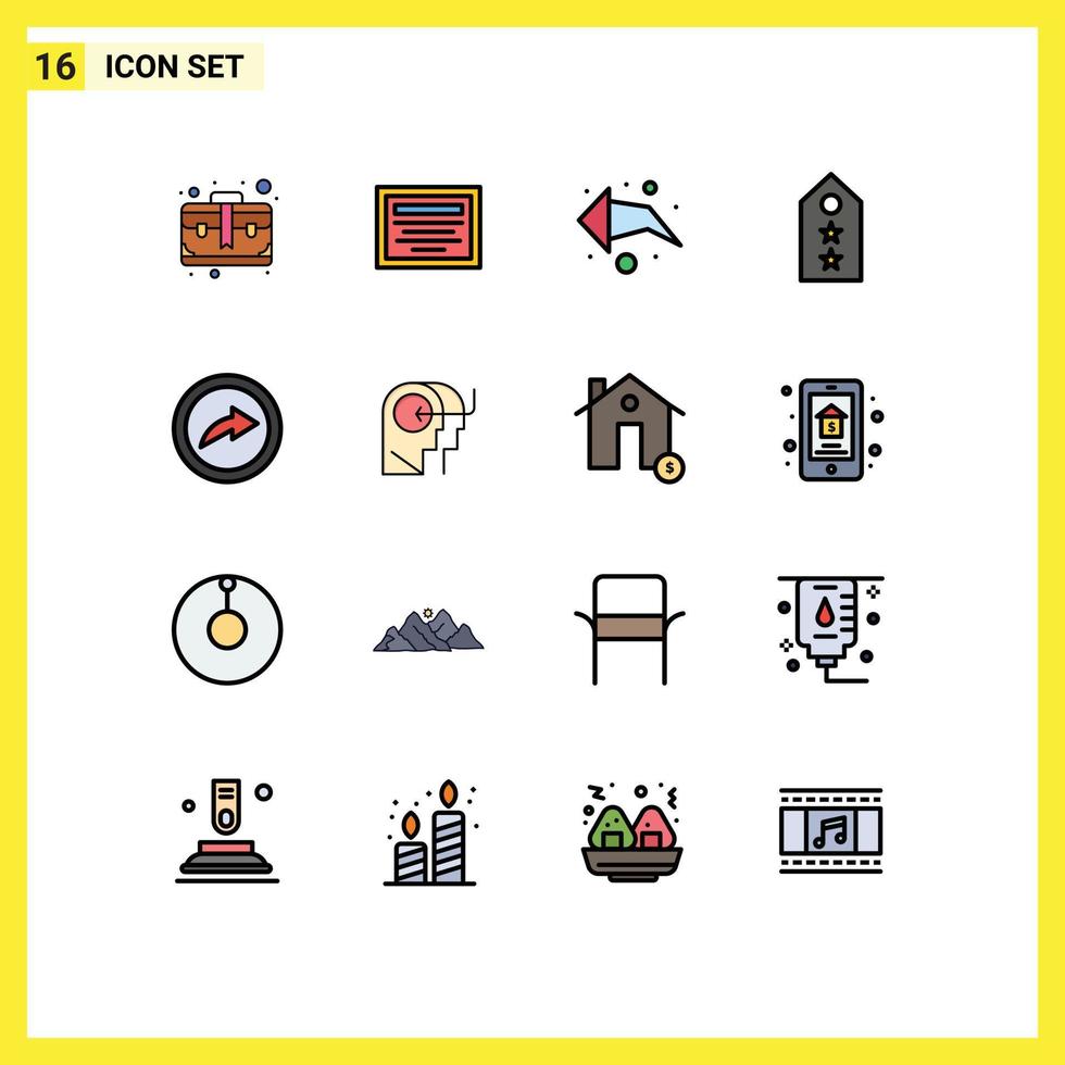 Pictogram Set of 16 Simple Flat Color Filled Lines of share export left two star Editable Creative Vector Design Elements