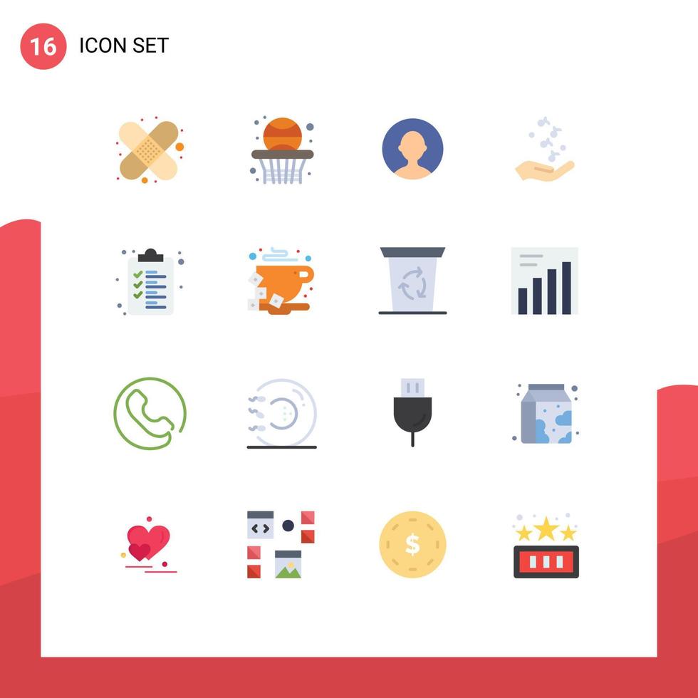 16 Thematic Vector Flat Colors and Editable Symbols of band aid profile back basketball hand Editable Pack of Creative Vector Design Elements