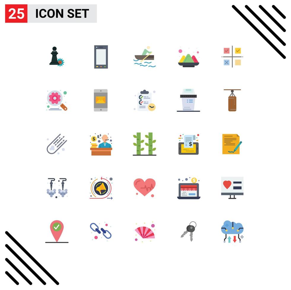 Modern Set of 25 Flat Colors and symbols such as management powder boat india color Editable Vector Design Elements