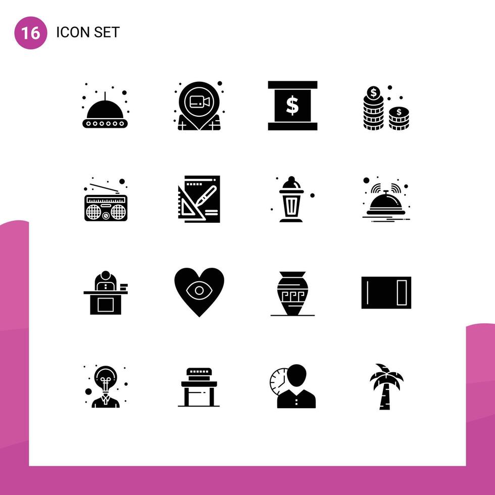 16 Creative Icons Modern Signs and Symbols of media investment business cash money Editable Vector Design Elements