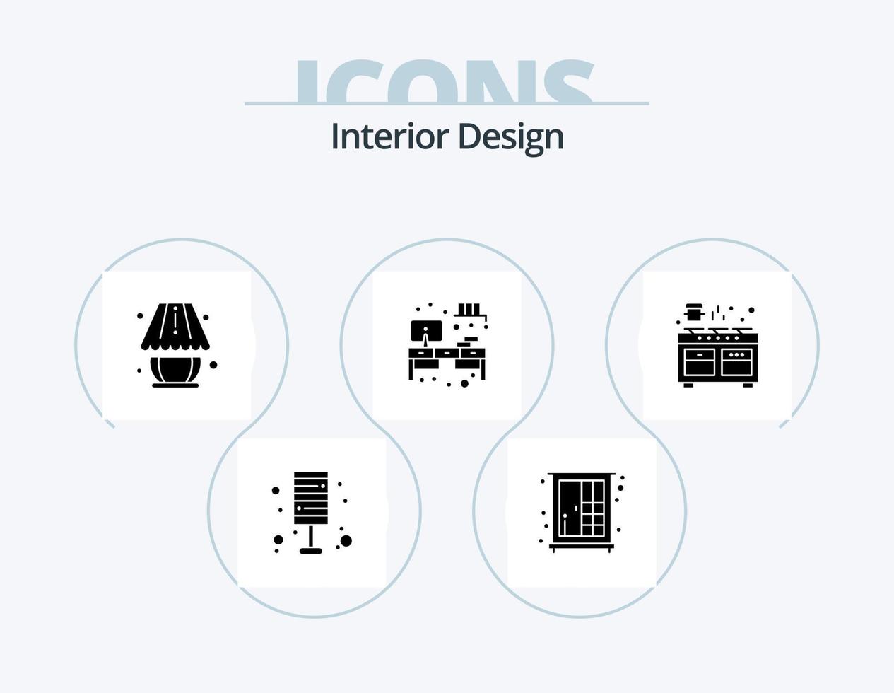 paquete de iconos de glifo de diseño de interiores 5 diseño de iconos. Horno. armario. guardarropa. gabinete. Encendiendo vector