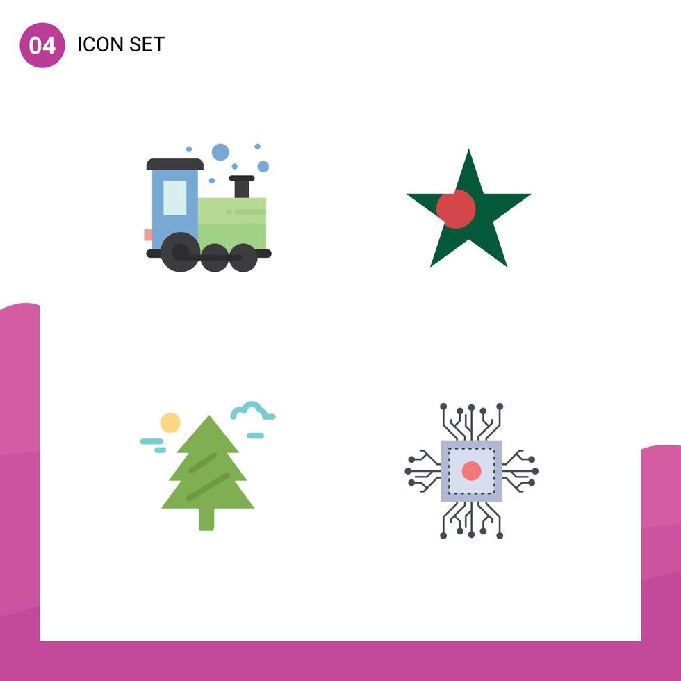 Mobile Interface Flat Icon Set of 4 Pictograms of baby weald play time star chip Editable Vector Design Elements