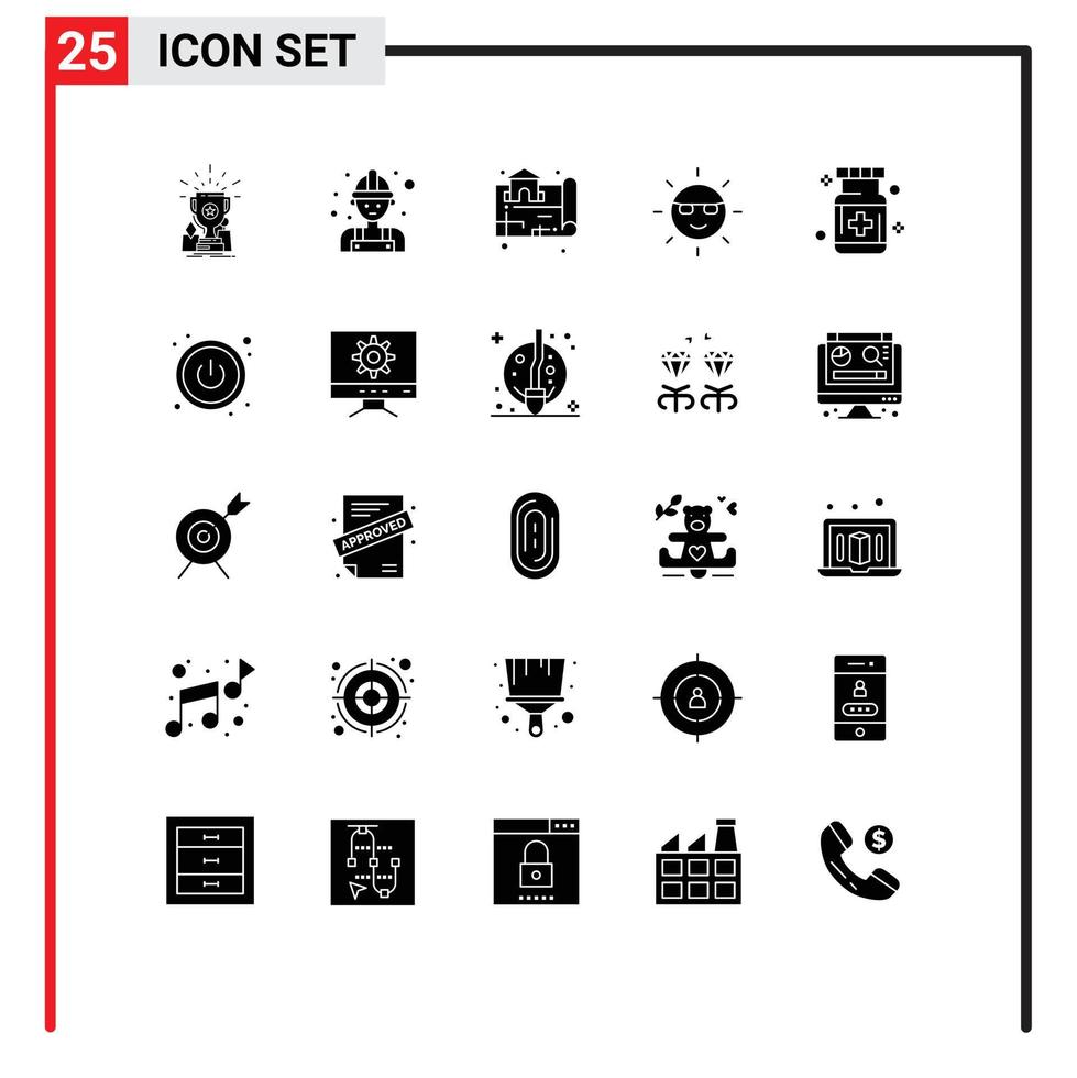 Set of 25 Modern UI Icons Symbols Signs for power green worker energy real Editable Vector Design Elements