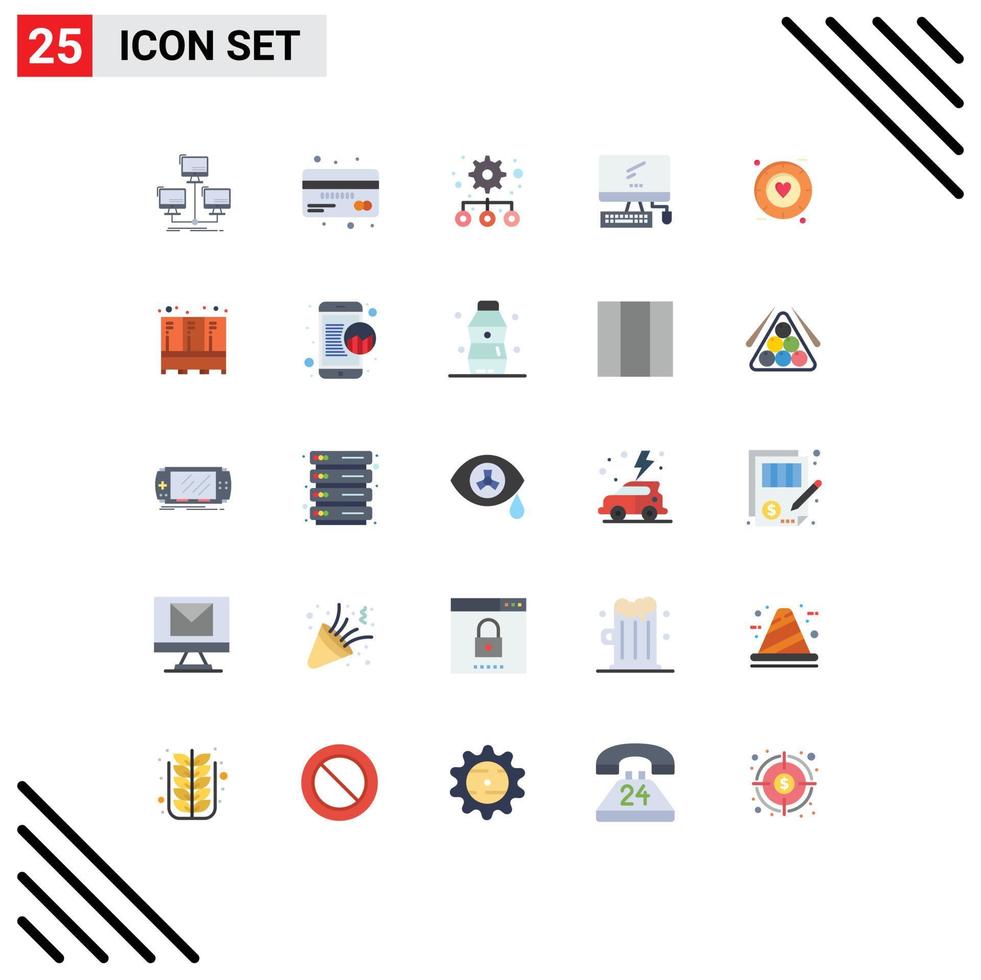 Set of 25 Vector Flat Colors on Grid for pc device debit monitor settings Editable Vector Design Elements
