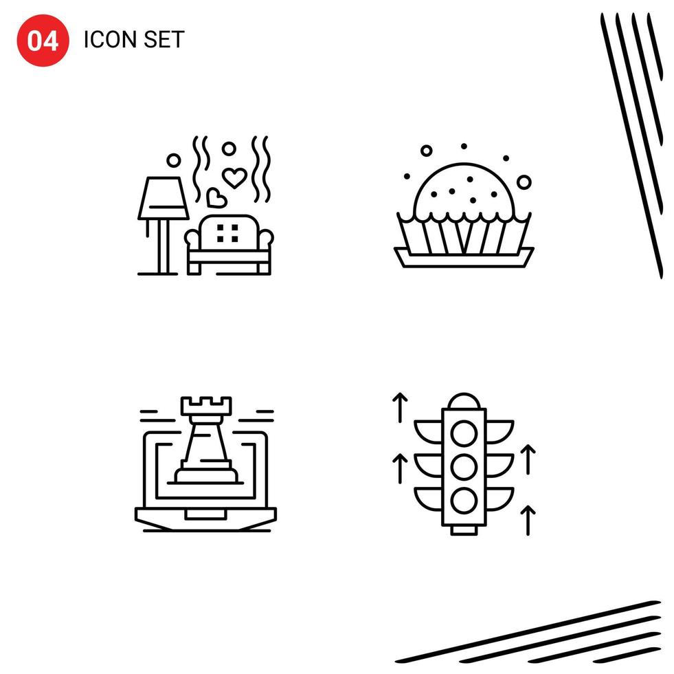 4 Line concept for Websites Mobile and Apps lump castle heart food fort Editable Vector Design Elements