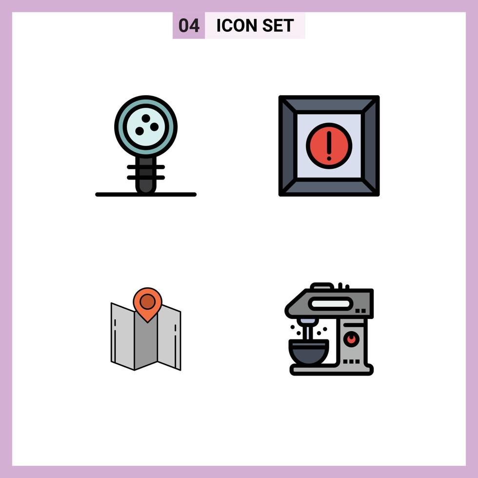4 Universal Filledline Flat Color Signs Symbols of biology direction laboratory product navigation Editable Vector Design Elements