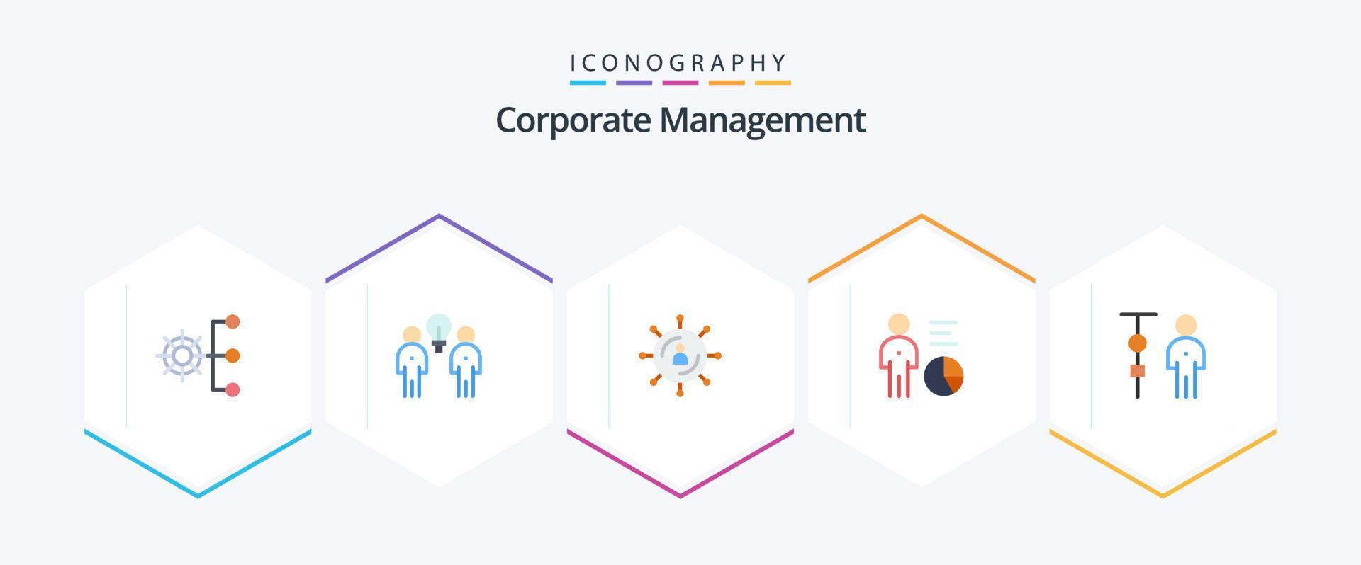 Corporate Management 25 Flat icon pack including efficiency. chart. team. seo. media vector