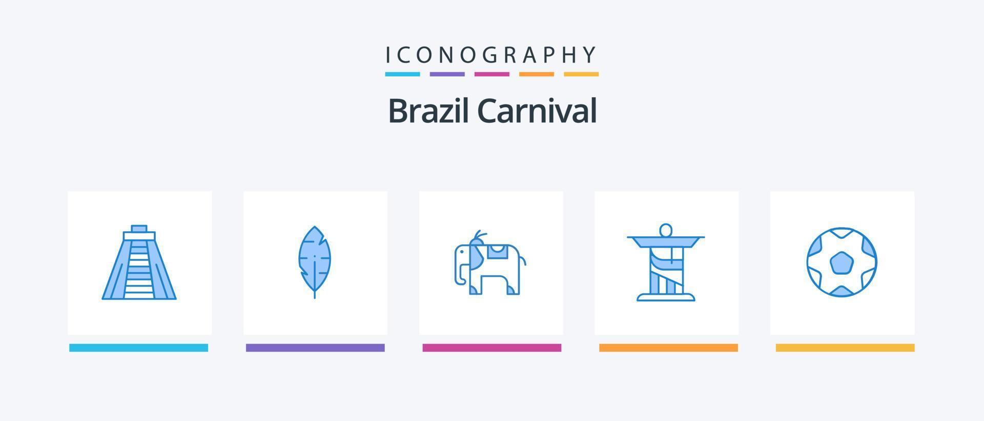 paquete de iconos azul 5 del carnaval de brasil que incluye. fútbol. Jesús. Deportes. fútbol americano. diseño de iconos creativos vector